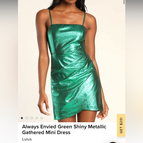 Lulu’s Green Metallic Mini Dress - Picture 1 of 3
